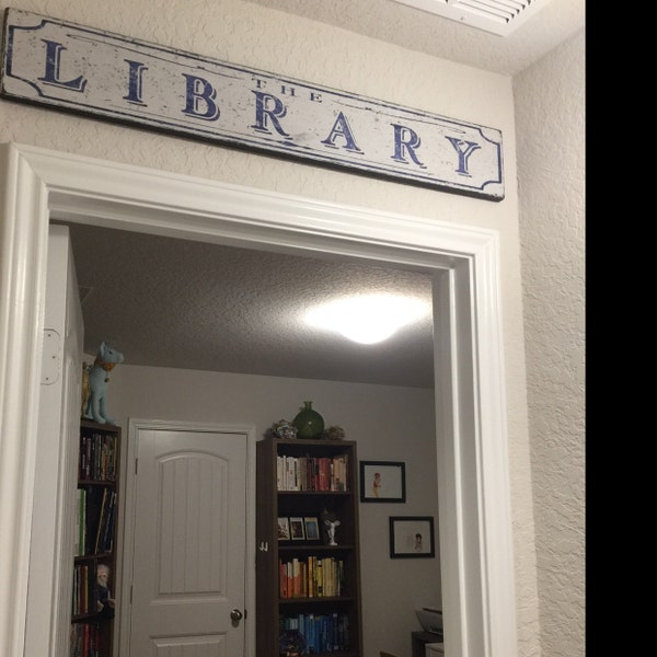 Antique Style the Library Wood Sign - Handmade Rustic Wooden Decor - Etsy