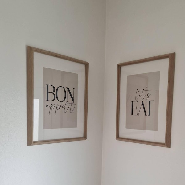 set of 2 bon appetit prints, retro cooking prints,... Bon Appetit Let's Eat Prints: Dining Room Kitchen Wall Art, Kitchen ...