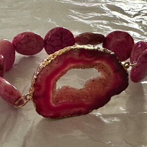 Dyed Hot Pink Crazy Lace Agate Natural Stone in Rectangle, Square