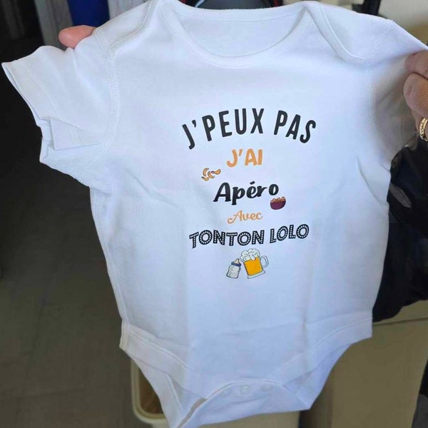Body Bébé Personnalisé 'J'peux Pas, J'ai Bêtise Avec Mon Parrain' - Blanc 9 Mois