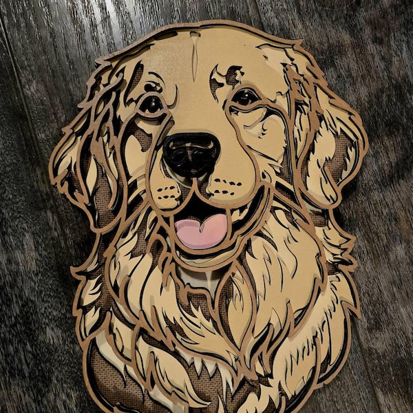 Multilayer Golden Retriever SVG Cut File Laser Paper Cutting Golden ...