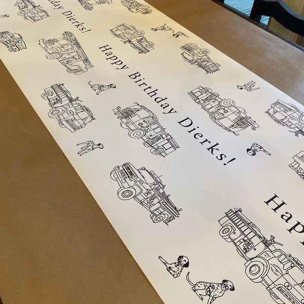 Personalized Fireman Birthday Decorations Coloring Table Runner ...