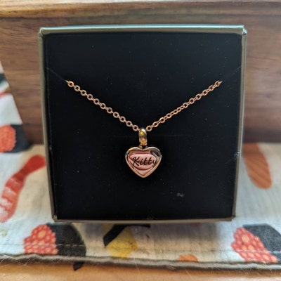 Urn Necklace Mini Heart Urn Pendant Necklace Custom Engraved Pet ...