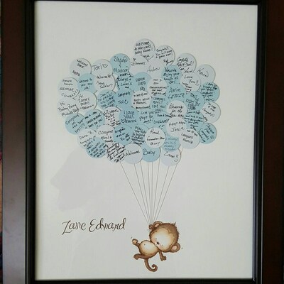 Baby Shower Guestbook-monkey With Stripes - Etsy