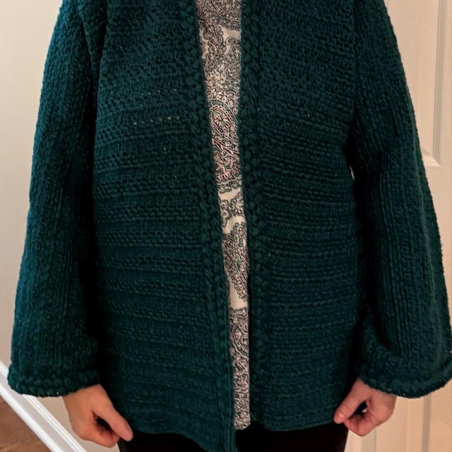 A customer's finished Get Comfy Cardigan Crochet Pattern