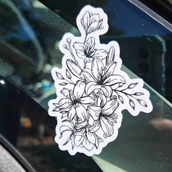 Black and White Flower Sticker | Vinyl - Etsy