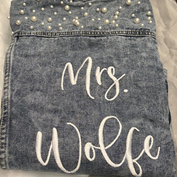 Embroidered Bride Denim Jacket, Bride Jean Jacket, Future Mrs Jacket ...