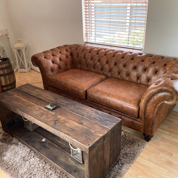 Chesterfield Belmont Real Leather Two / Three Seater Sofa Vintage Tan ...