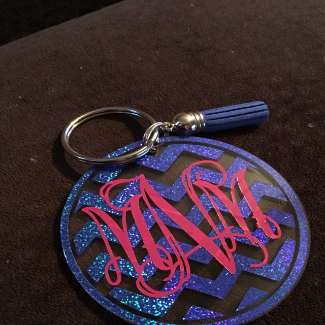 Leather Tassel Keychain Monogram Keychain Personalized Etsy