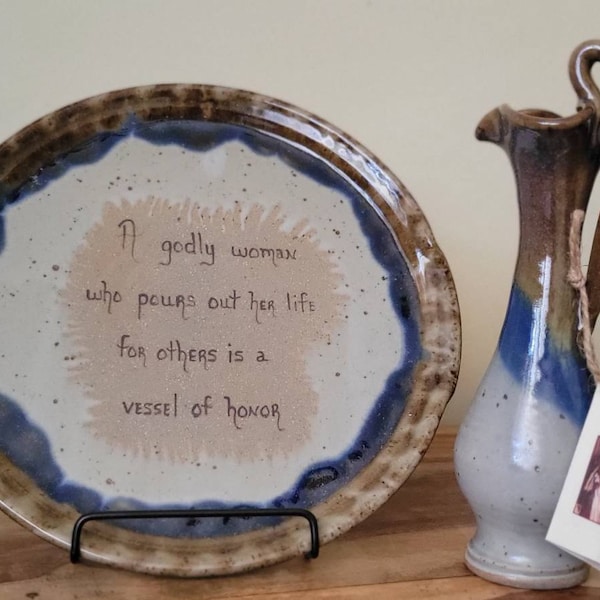 Handmade Pottery Plate: Godly Woman Bible Verse, Christian Gift - Etsy