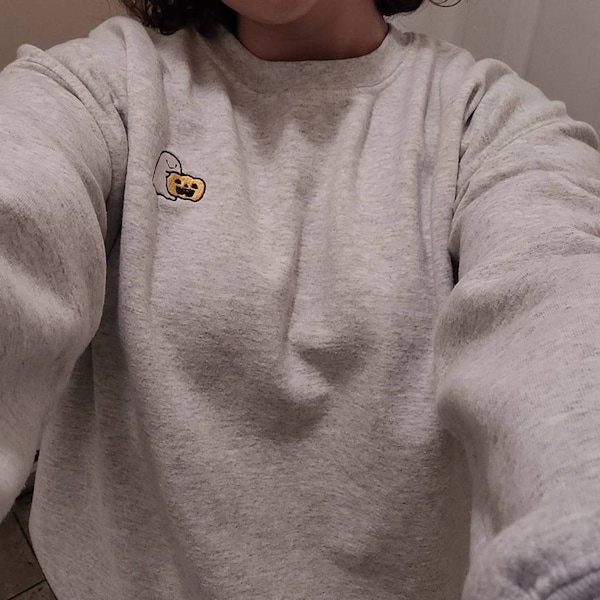 Halloween Ghost Sequined Sweatshirt Embroidered Casual Top