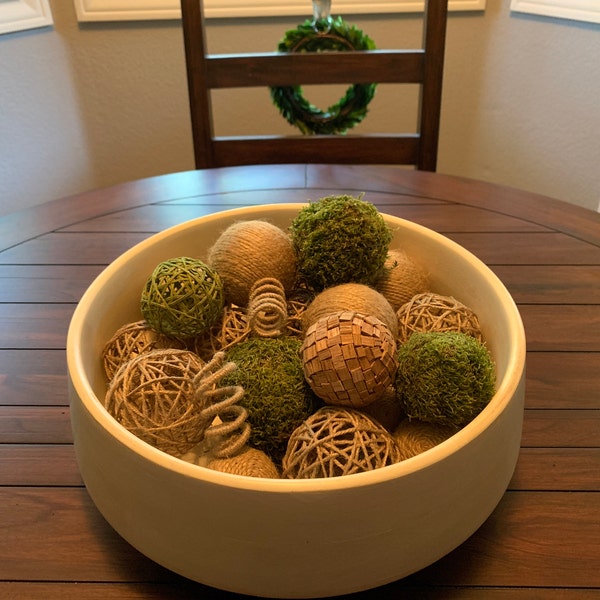 Jute Rope Decorative Balls – 8-Pack Farmhouse Vase Fillers, Centerpiece Bowl Orbs