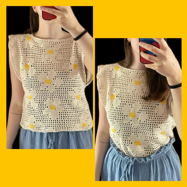 Filet Crochet Top Pattern - Crochet Summer Tank Top Pattern - Crochet ...