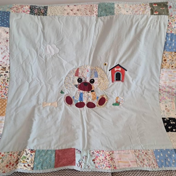 Patchwork Puppy Quilt Pattern, PDF Instant Download, Baby Blanket, Wall ...