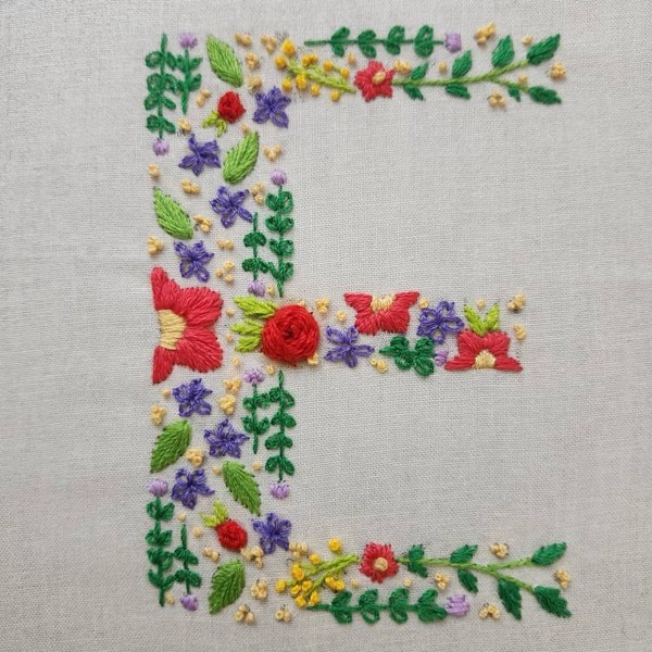 Floral Alphabet Letter B Hand Embroidery Pattern PDF Digital Download ...