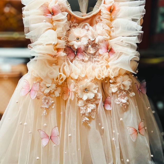Butterfly Flower Girl Dress, Blush Tulle, First Birthday UK