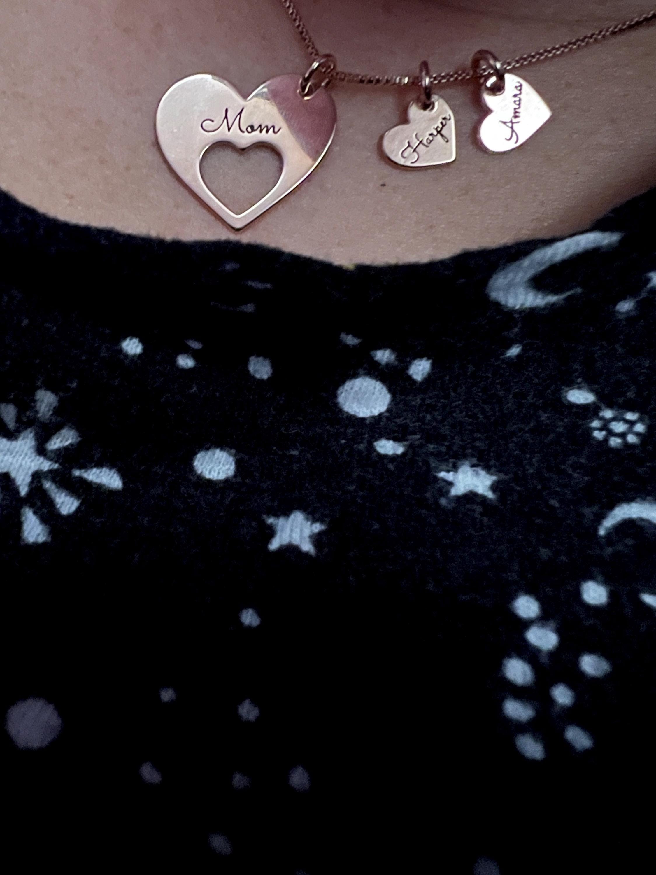 Name Necklace For Mom, Personalized Necklace With Kids Names, Engraved Hearts Necklace With Multiple Names, Necklace For Mom With Kids Names