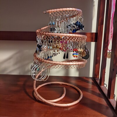 Earring Tree Copper Spiral Earring Holder Organizer Holds - Etsy
