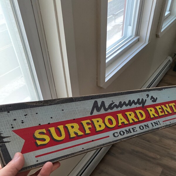 Surfboard Rental Wood Sign, Personalized Come on in Arrow Businesss ...