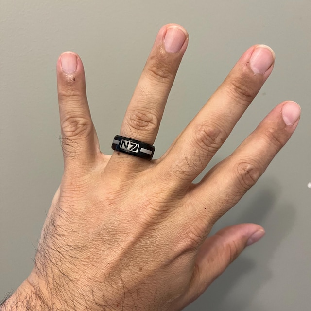 Mass Effect Ring, N7 Ring, Video Game Jewelry, IP Beveled Edge
