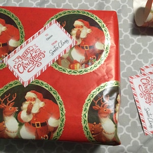 Personalized Santa Gift Tags: Christmas Stickers, Editable Names (Instant Download)