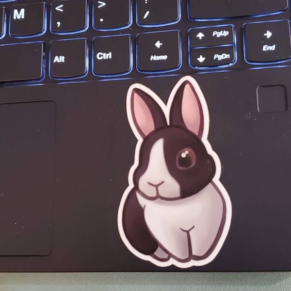 Black Dutch Rabbit Sticker; Cute Printed Vinyl Bunny Sticker ...