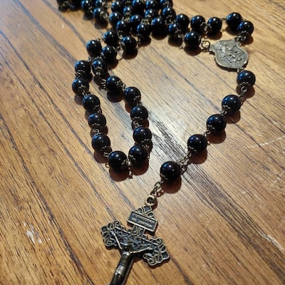 Golden Obsidian Rosary in Bronze Made in Oklahoma With Pardon - Etsy