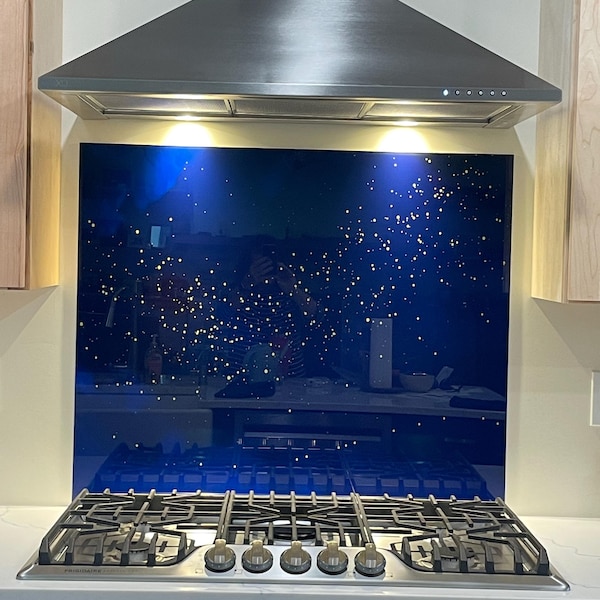 Stove Backsplash Glass Panel, Kitchen Wall Decor, Stove Top Back Cover ...
