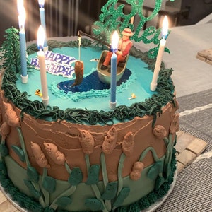 Personalised Fishing Cake Topper With Name Age / Wooden or Glitter ...