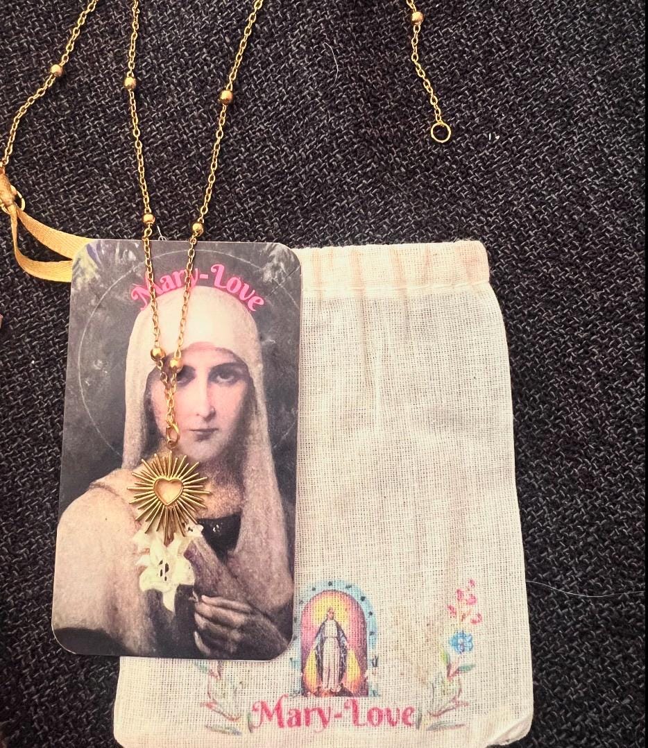 golden sacred heart necklace, ex voto necklace, sacred heart jewelry, astral heart, Virgin Mary necklace, ex voto pendant, Mother&#39;s Day gift