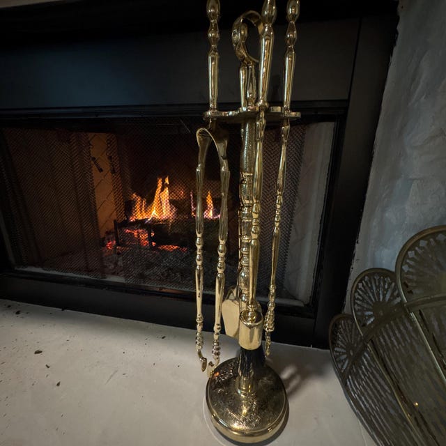 Antique Unlacquered Brass Fireplace Tool - Etsy
