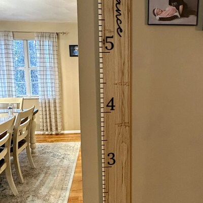 Standing Wall Ruler Hickory Growth Chart Ruler 3D, Wooden Measuring Stick for Kids, Giant ...
