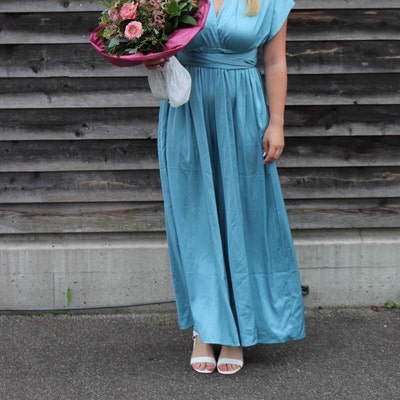 Short Sleeve Silk Dress - Teal