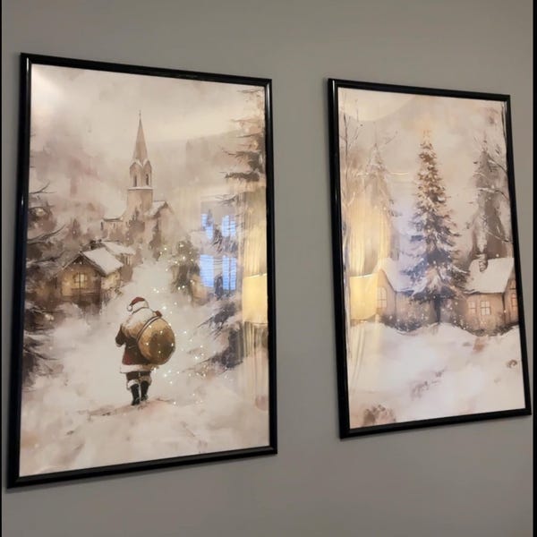 Vintage Christmas Prints Set of 3 Christmas Printables Winter Landscape ...