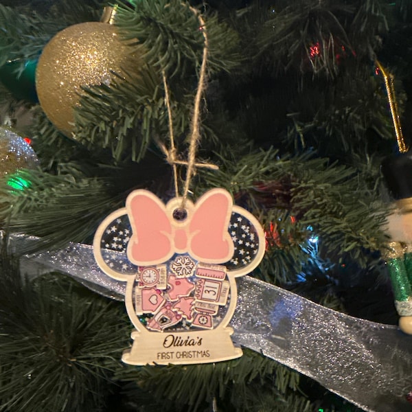 Custom Minnie Mouse First Christmas Ornament, Baby's First Christmas ...