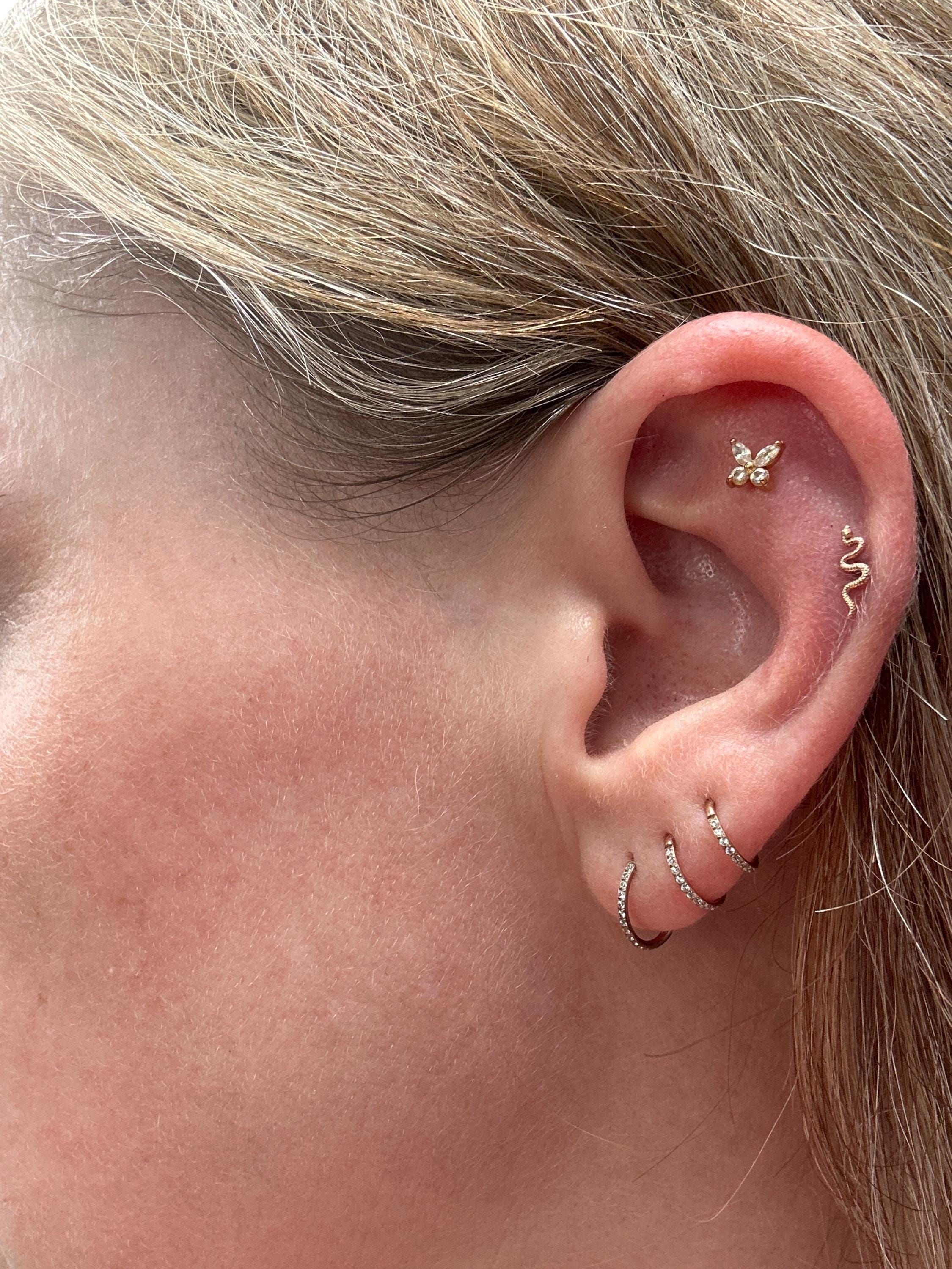20G/18G/16G Cz Titanium Hinge Hoop • Hinged Segment Nose Ring • tragus hoop earrings • Cartilage Hoop • Nose Ring • Helix Earring Hoop