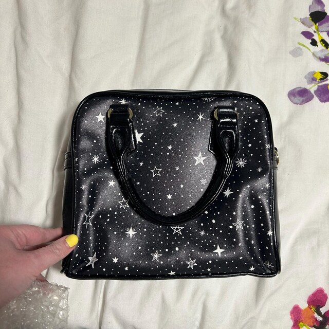 Stars Purse, Space Black White Pattern Cute Small Crossbody