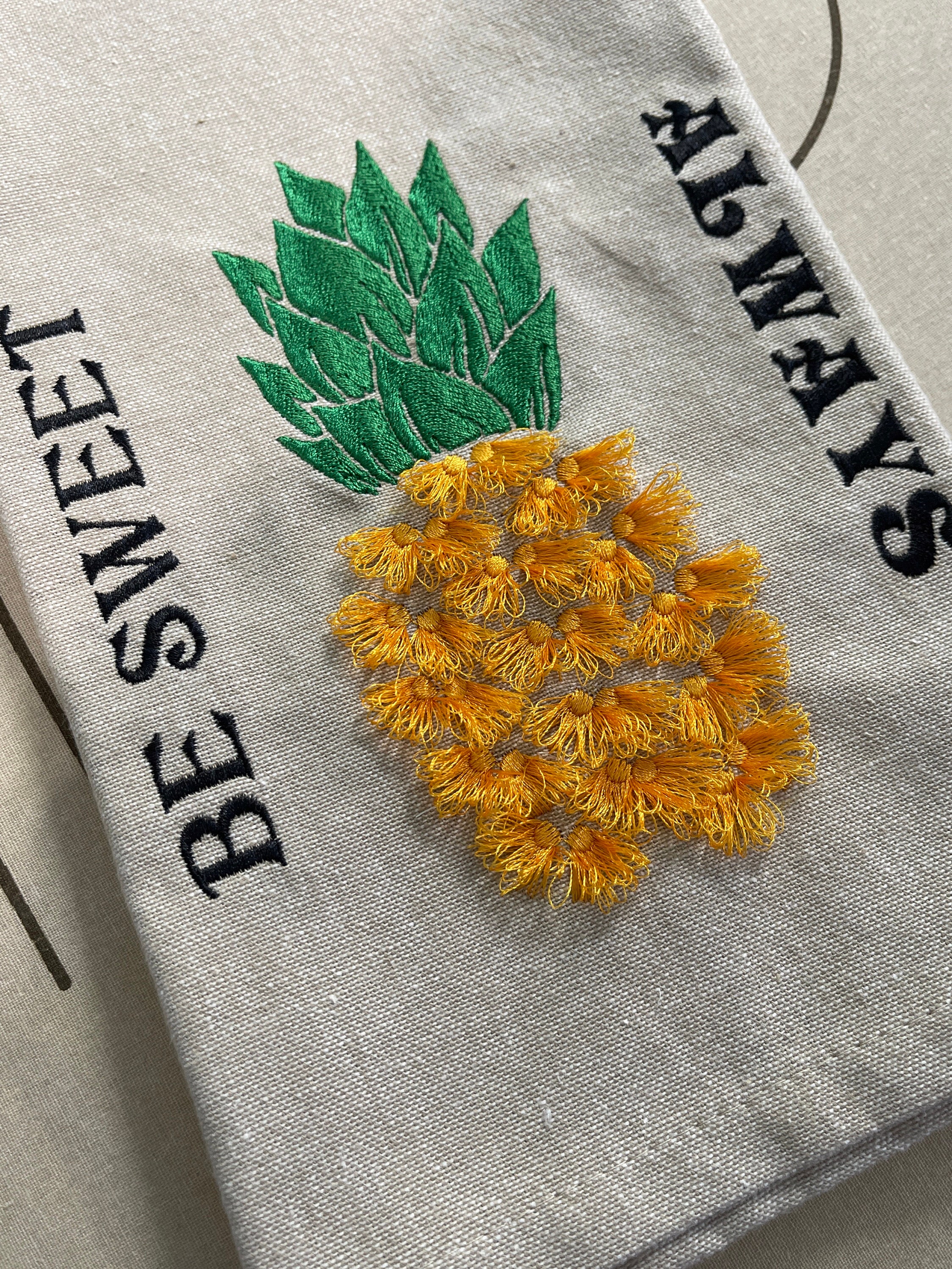 Awesome fringed pineapple machine embroidery designs sizes 4, 5, 6, 7