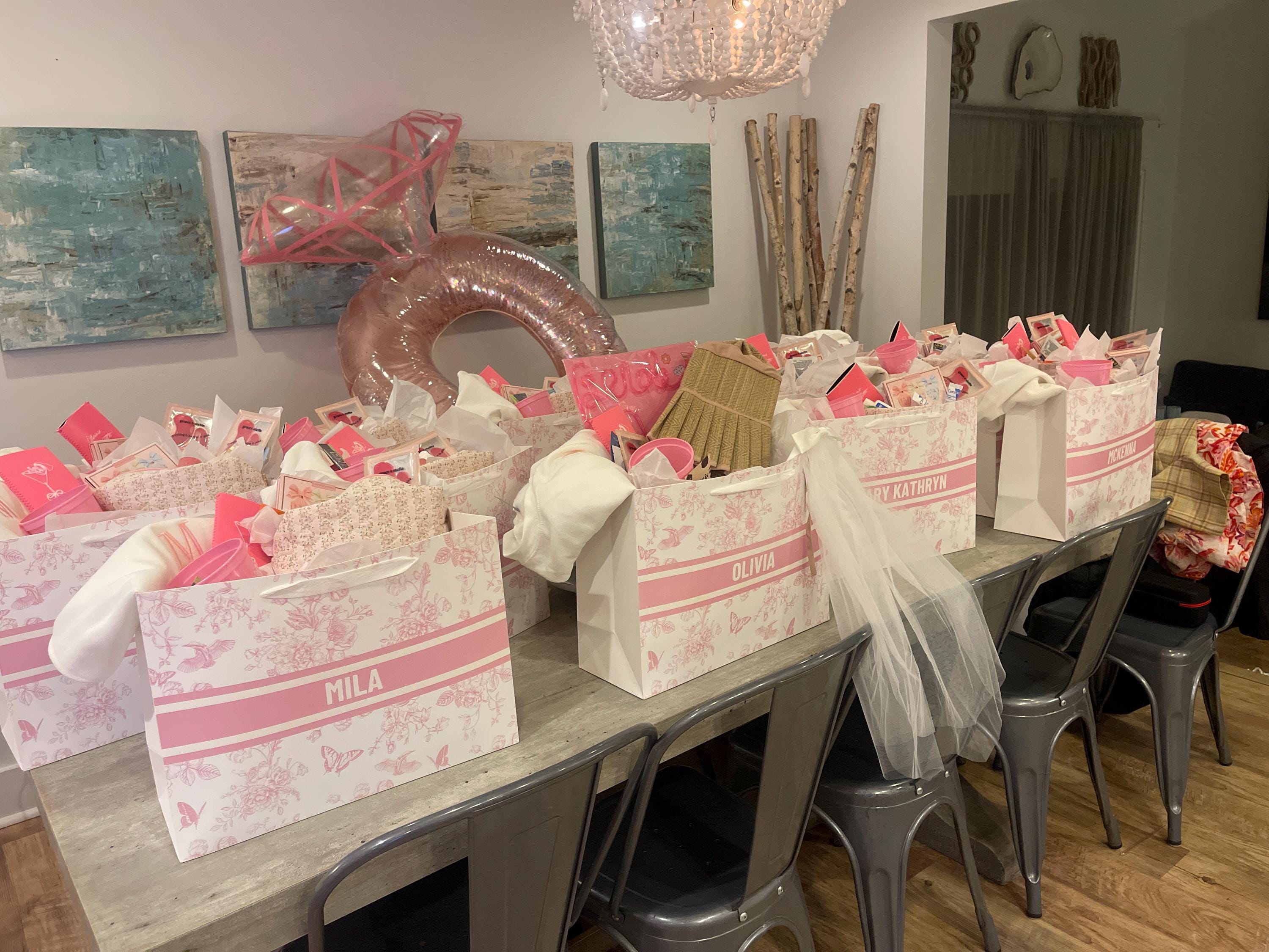 Benutzerdefinierte Toile De Jouy Geschenktüten | Personalisiert | Hochzeit | Brautjungfernantrag | Braut | Babyparty | Geburtstag | Junggesellinnenabschied