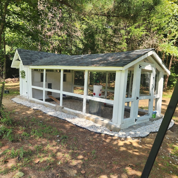 Chicken Coop Building Plans – Walk in DIY Coop & Run for 10-12 Chickens ...