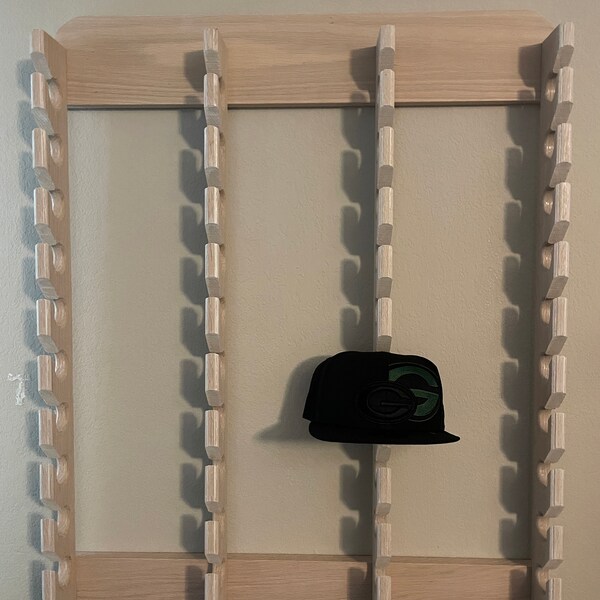 Solid Oak Cap Rack – 40 Baseball Cap Organizer, Wall Mountable - Etsy