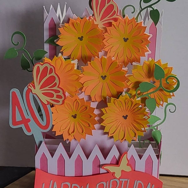 Whimsy Floral Garden Card in A Box 3D SVG - Etsy