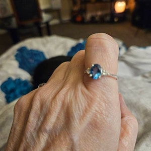Anillo De Sello De Topacio Azul Para Hombre En Plata De Ley, Anillo De Hombre Con