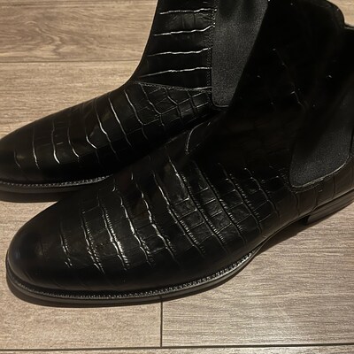 Luxury Handmade Men's Crocodile Texture Slip on Chelsea - Etsy