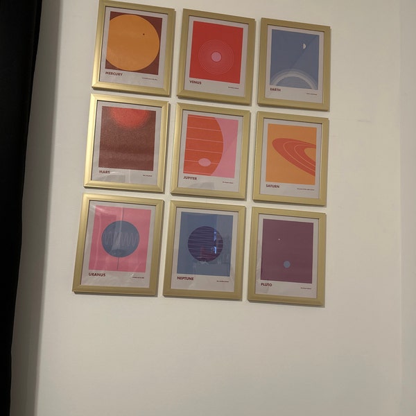 Solar System Planets Retro Prints, Set of 9 Mid Century Modern Art ...