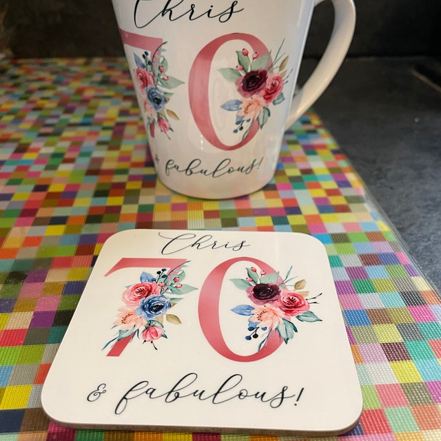 70th Birthday Gift For Women With Name, Custom Coffee Mug Gift For