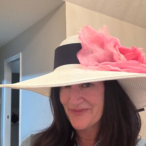 White Derby Hat, Navy, Pink Derby Hat, Wedding Hat - Etsy display picture 3