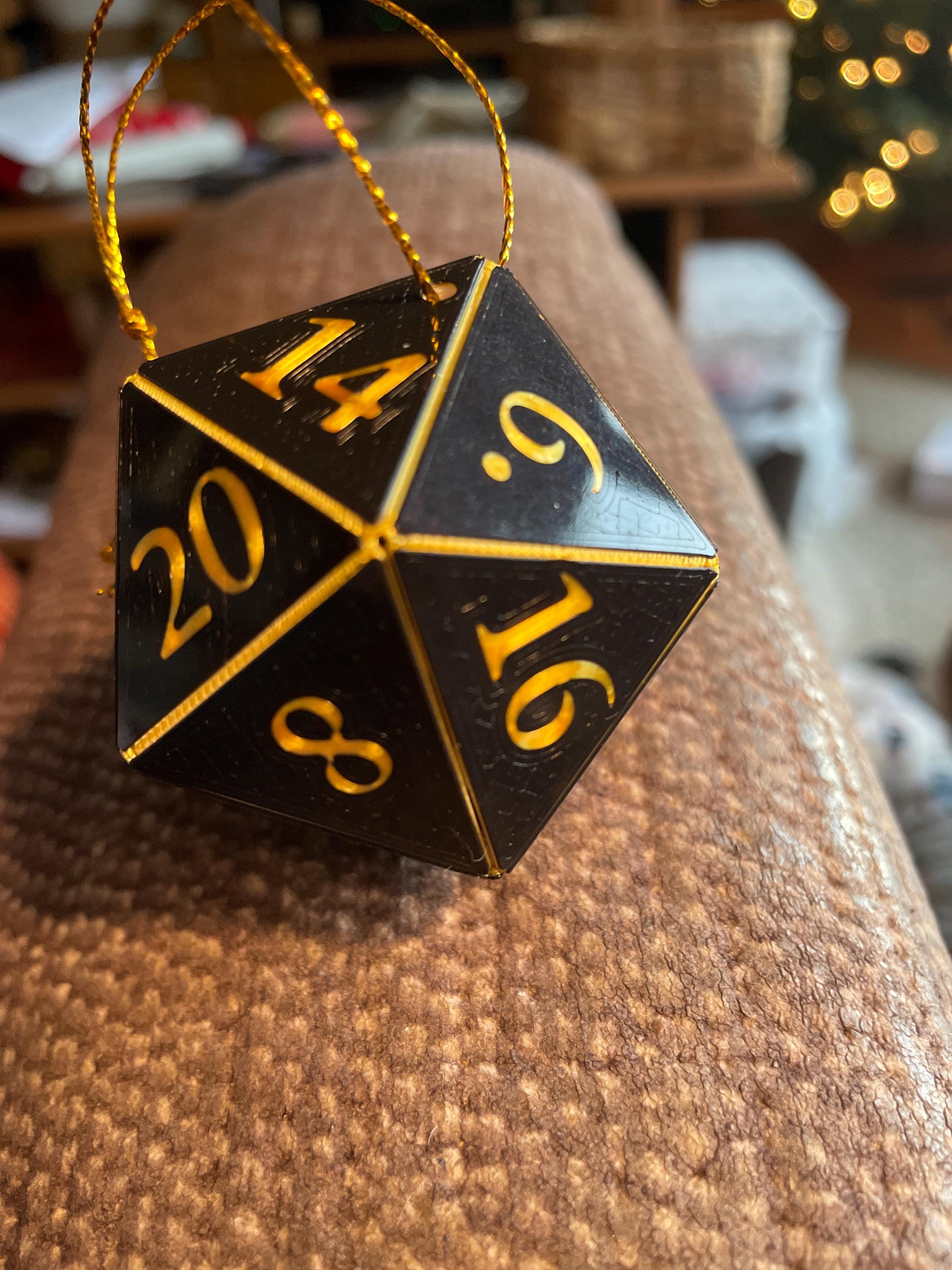 D20 Ornament [Pick your colors, 2&quot; Holographic] - Hanging DnD charm dangler - A magical Christmas tree holiday season gift for him or her