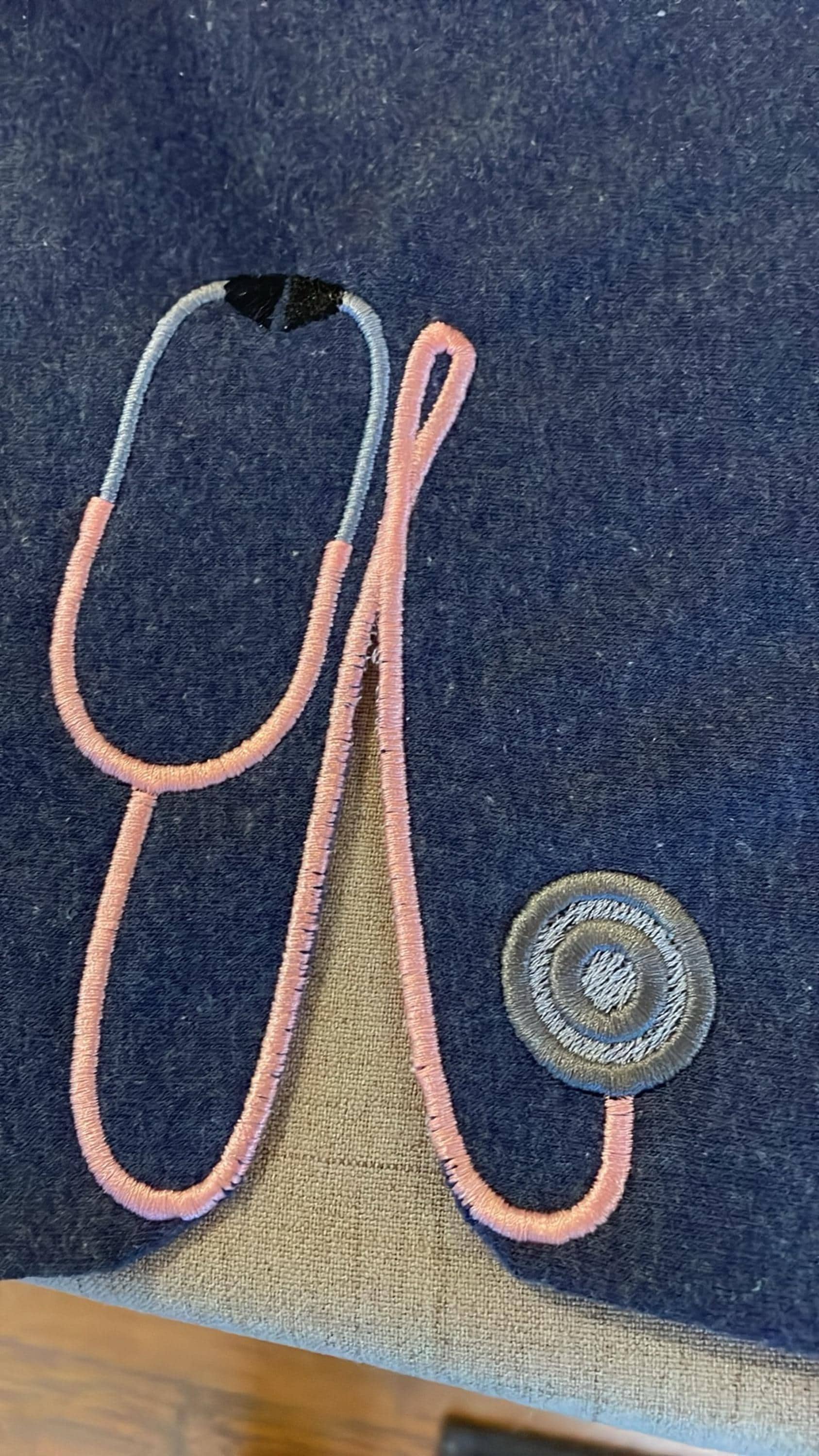 Customer project using Therapist Medic Stethoscope Split Side Seam embroidery design