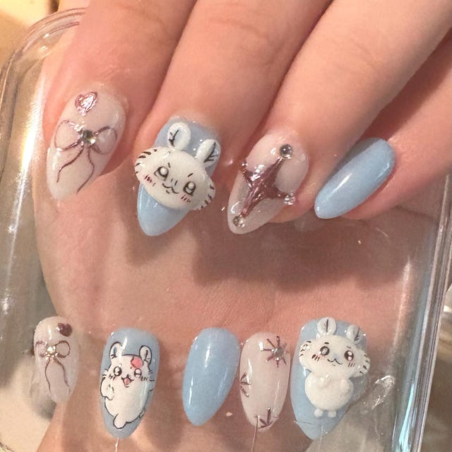 Handmade Flying Squirrel Press on Nails | 3D Animal Charm, Kawaii